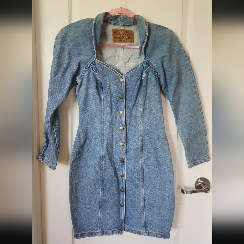 Vintage Paris Blues Denim Bodycon Dress